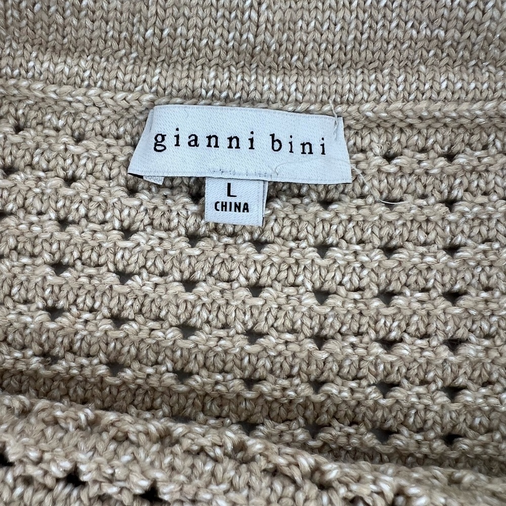 NWT Gianni Bini Tan Crochet Edie Skirt Set Halter Top Natural Midi Skirt L Large - Picture 9 of 15